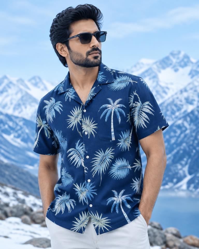 Model wearing an illustrative casual printed style